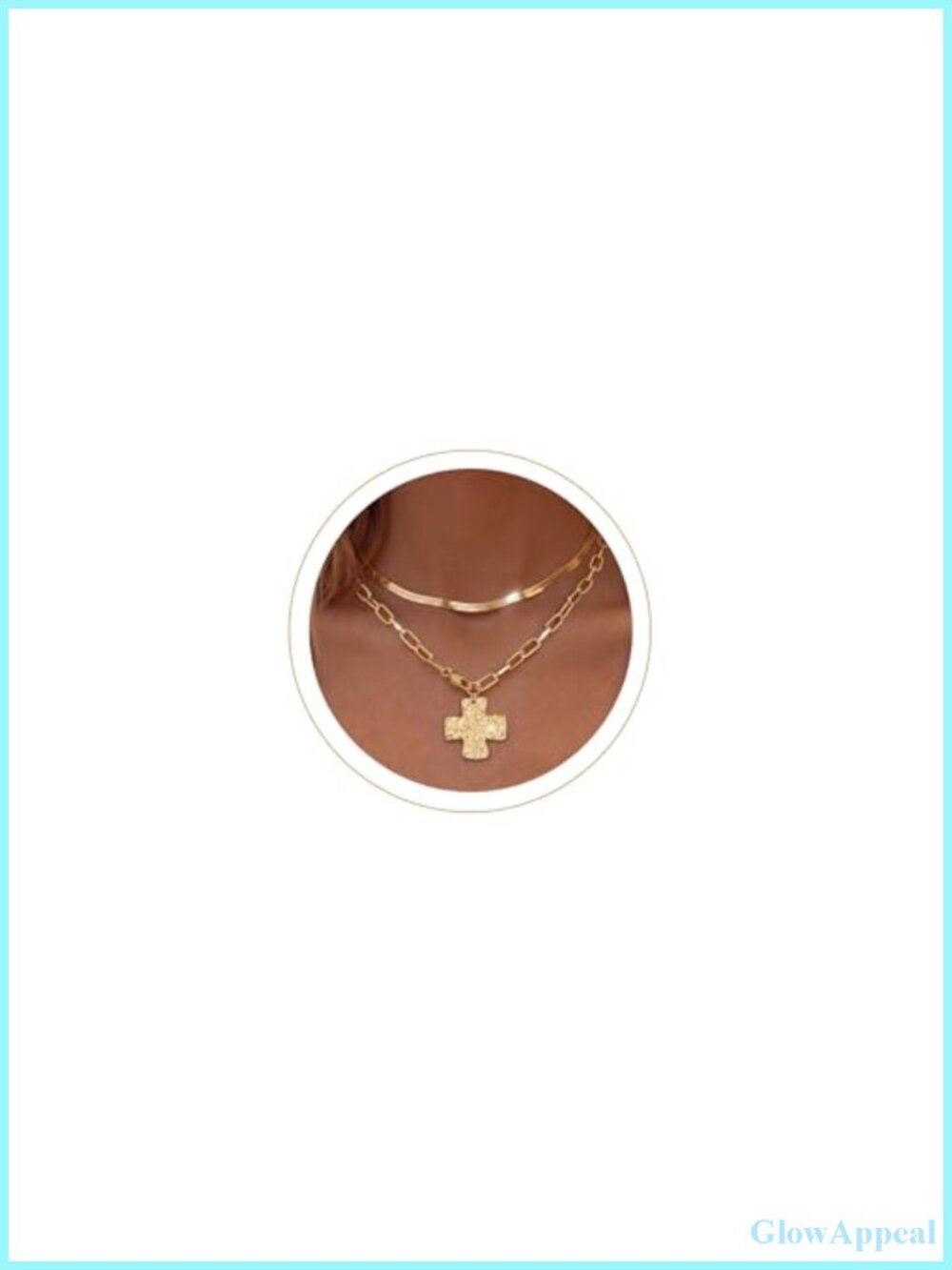 Chunky Cross Necklace Set 14K Gold Plated Layered Statement Jewelry Gift